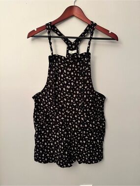 Aeropostale Black Floral Romper Overalls